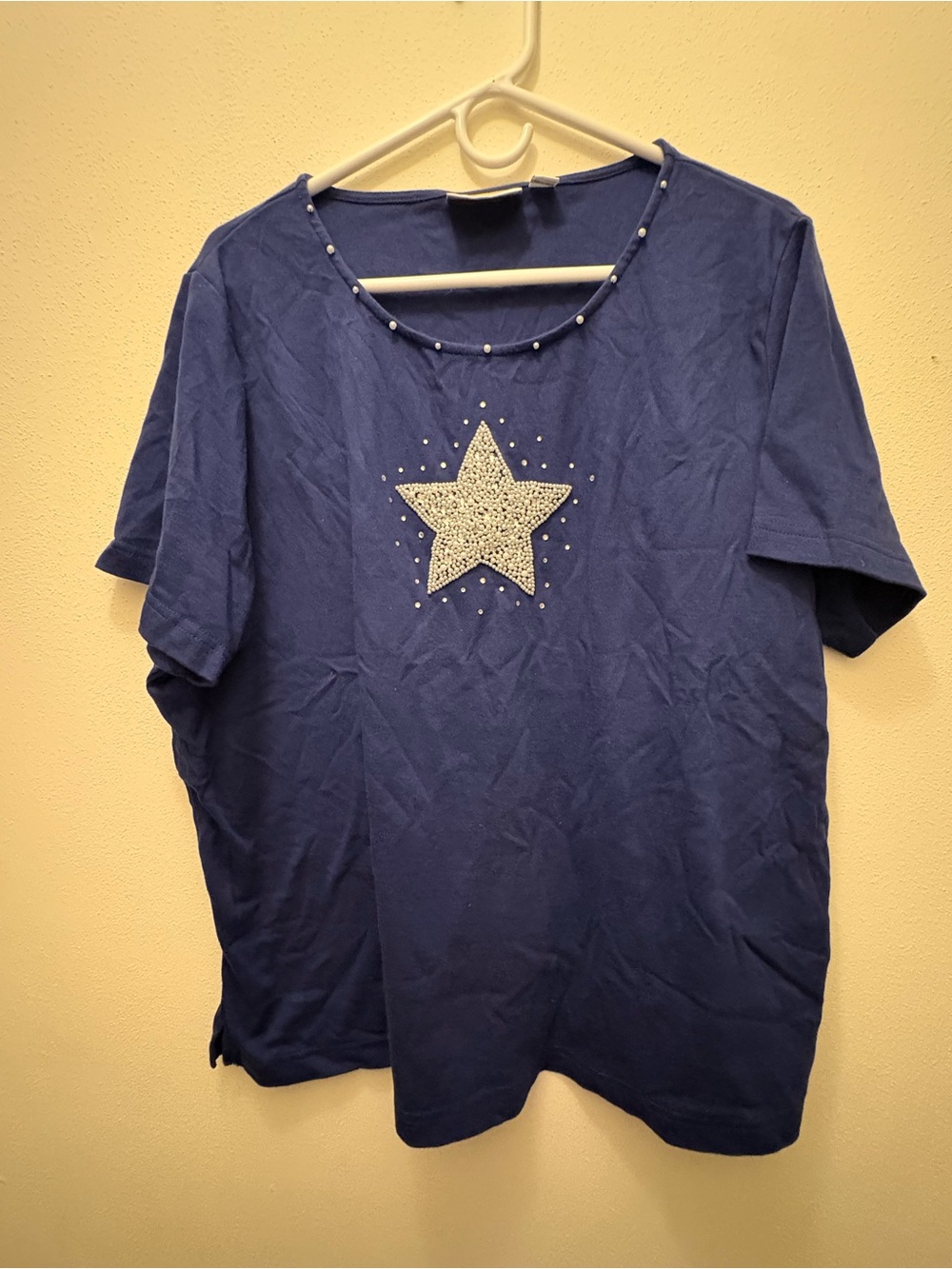 Embellished Star Short-Sleeve Tunic in Blue